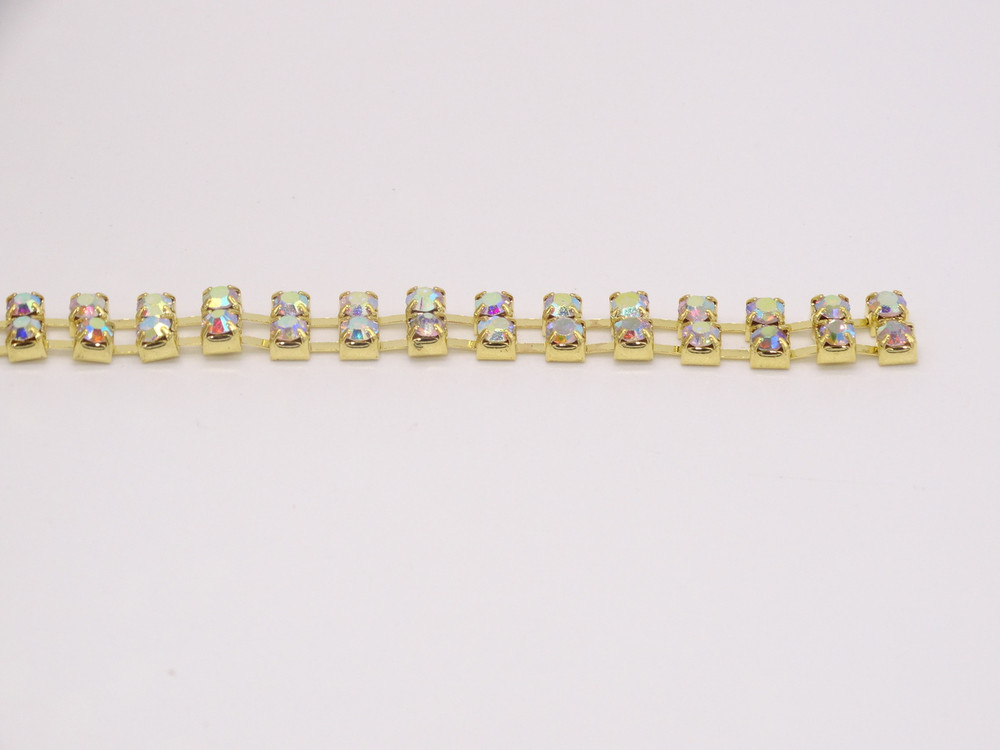 Rhinestone Trim -  Gold Double Diamond Trim - Per Yard image