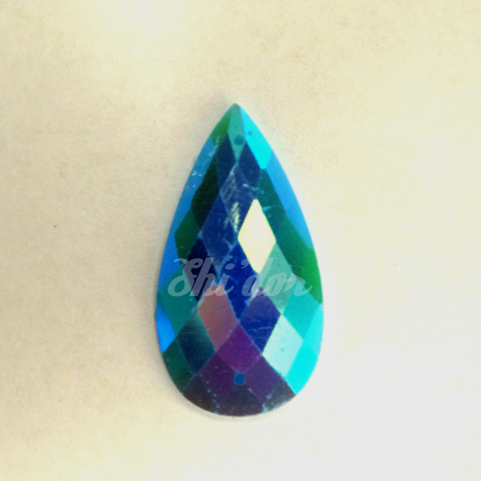 20 Pieces - 16 x 30 mm Jelly Teardrop Stone - Light Blue AB image