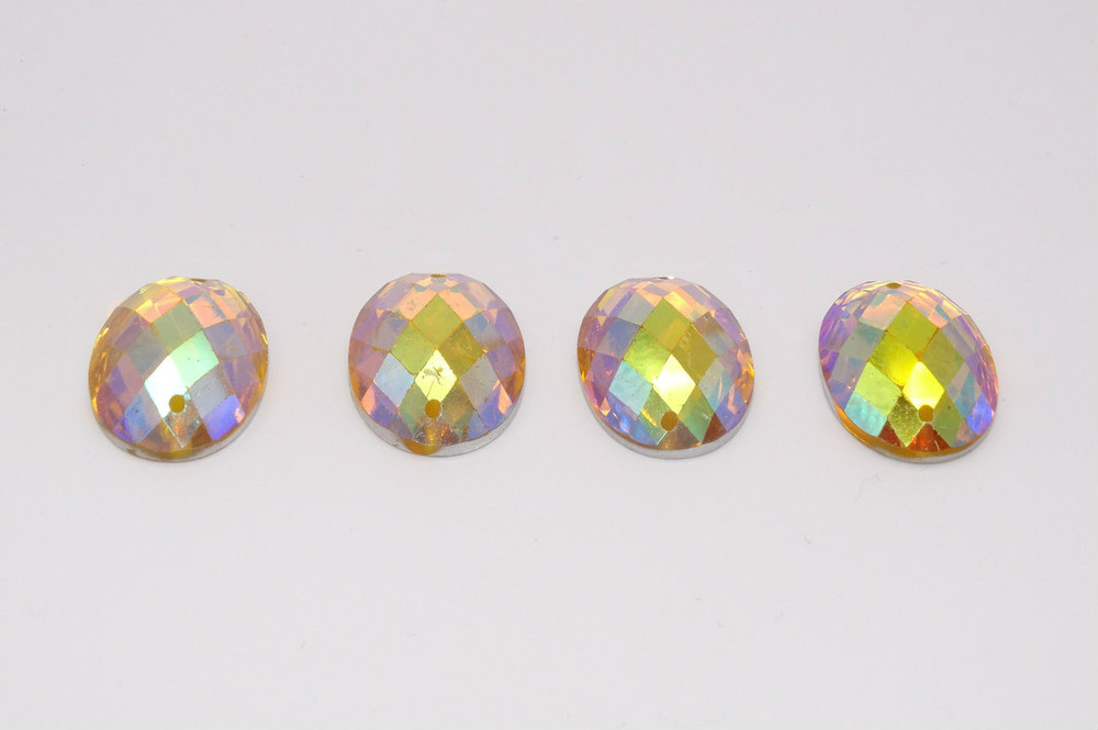 100 Pieces - 18 x 25 mm Oval Stone AB Finish Yellow image