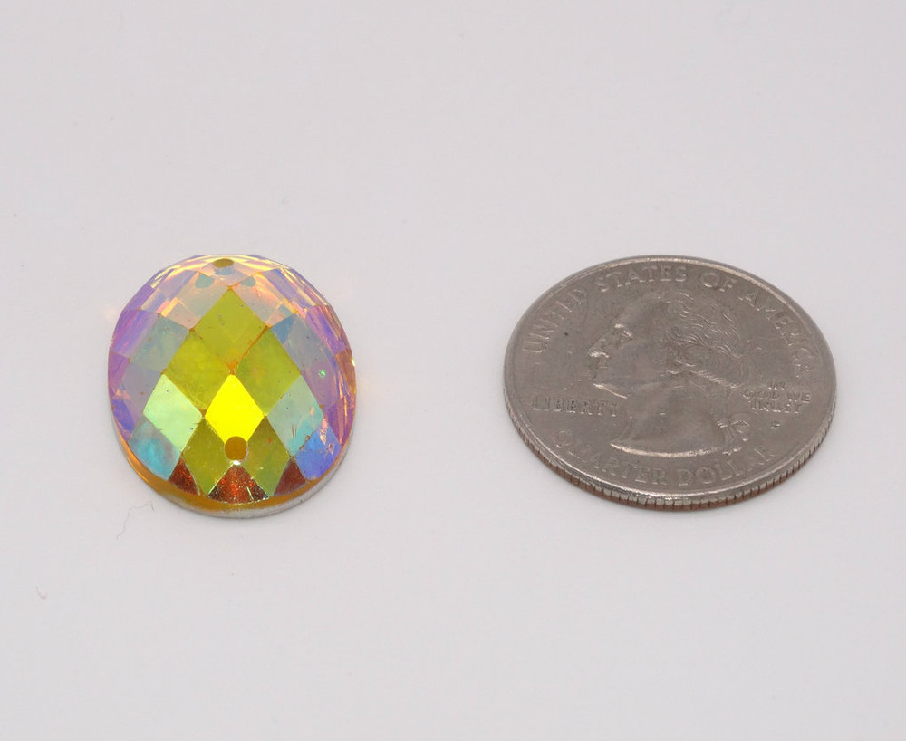 100 Pieces - 18 x 25 mm Oval Stone AB Finish Yellow image