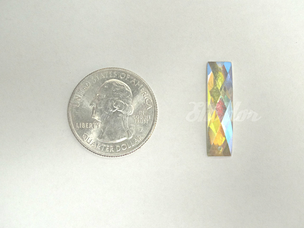 100 Pieces - 7 x 26 mm Rectangle Stone AB Finish Clear image