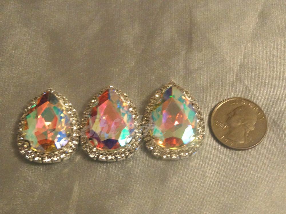 10 Pieces - 20 x 30 mm Tear Drop Glass Stone AB Finish Clear image
