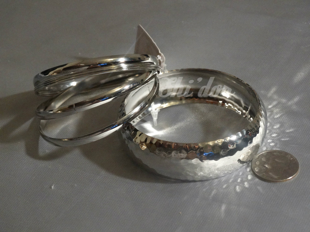 Faceted Bangle - Silver
