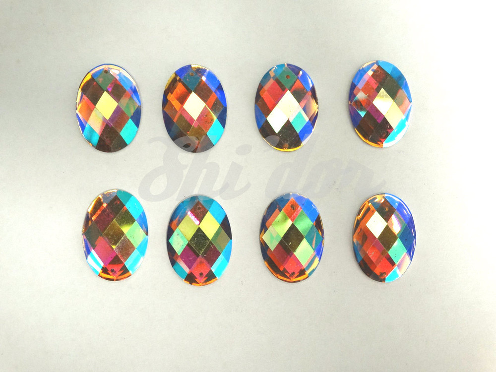 50 Pieces - 18 x 25 mm Oval Stone AB Finish Pink image