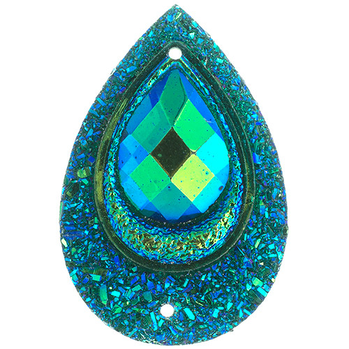 10 Pieces - 30 x 40 mm Peacock Tear Drop Stone Emerald AB