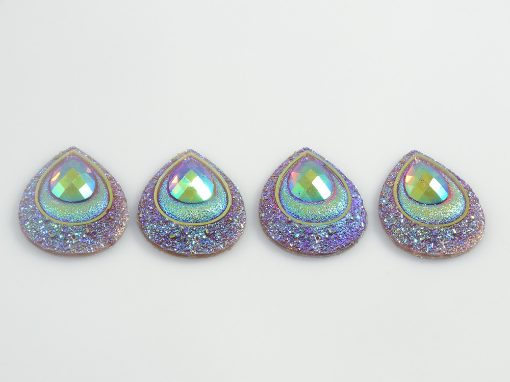 10 Pieces - 30 x 40 mm Peacock Tear Drop Stone Brown AB image