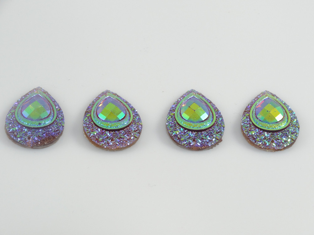 10 Pieces - 20 x 30 mm Peacock Tear Drop Stone Brown AB image