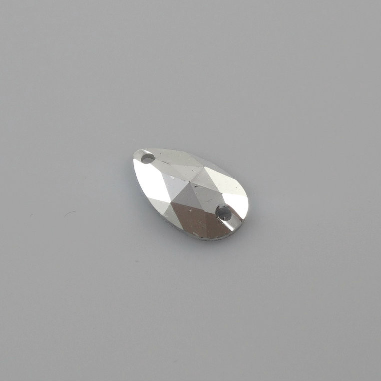 50 Pieces - 10.5 x 18 mm Tear Drop Metallic Stone - Silver image