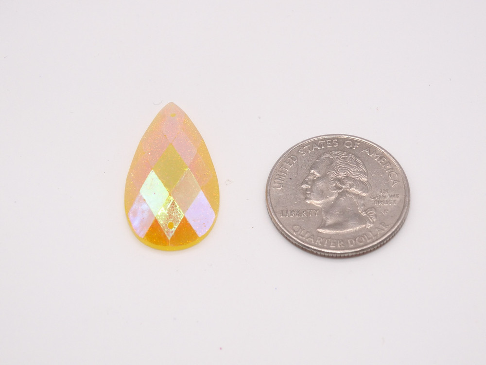 20 Pieces - 16 x 30 mm Tear Drop Stone Yellow Glitter AB image