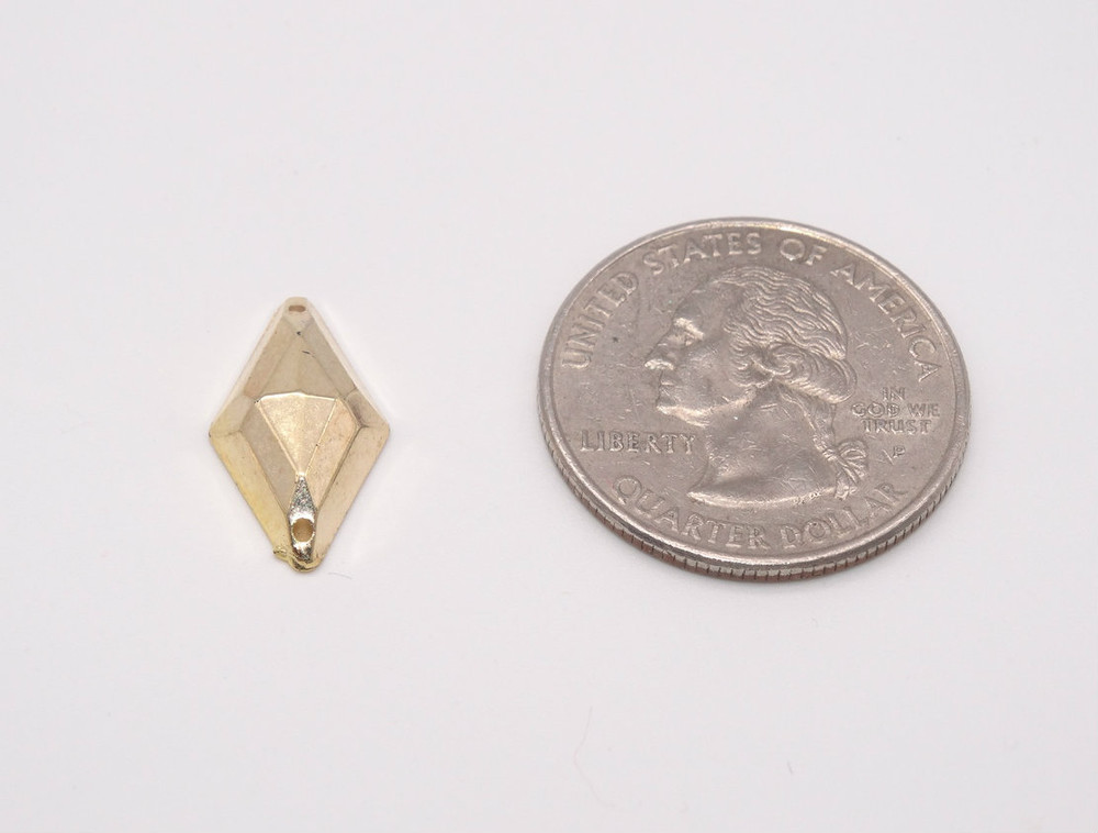 100 Pieces - 11 x 18 mm Diamond Stone - Gold image