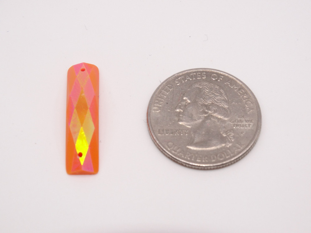 50 Pieces - 7 x 26 mm Rectangle Stone AB Finish Orange image