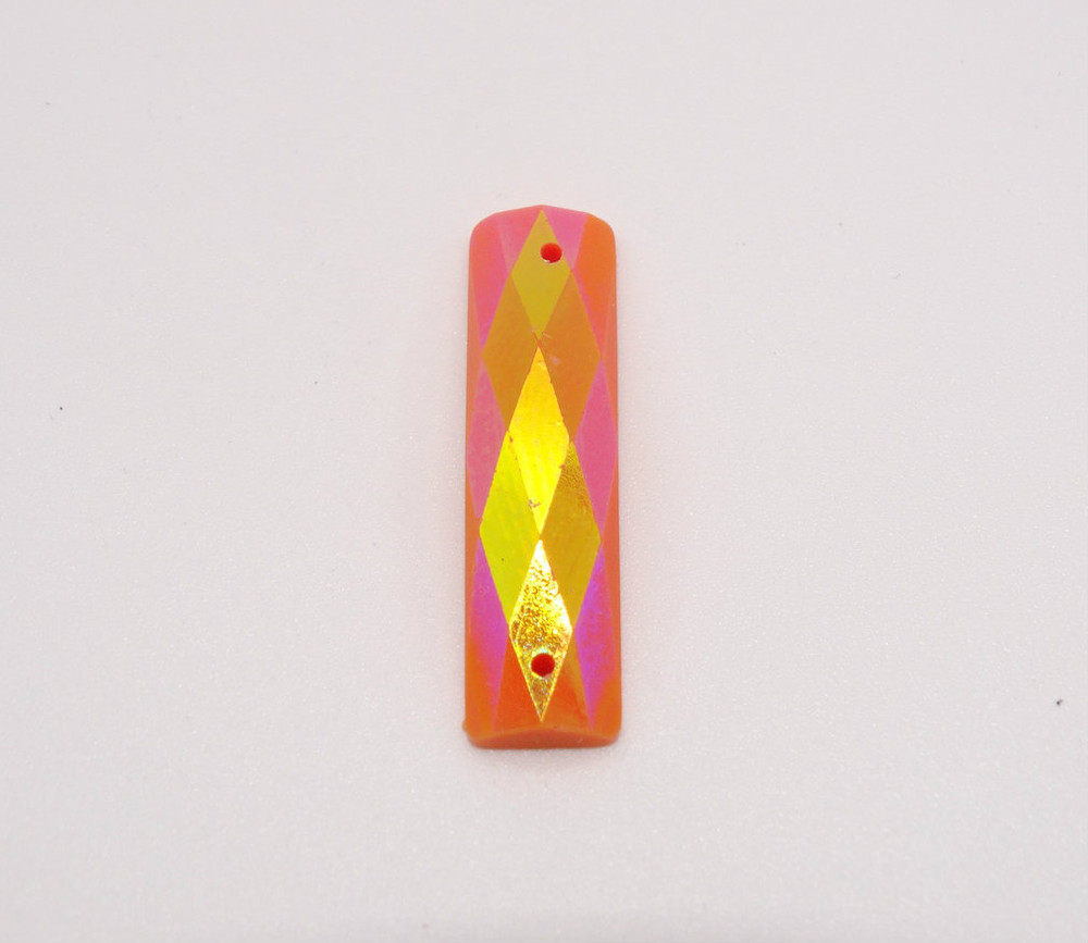 50 Pieces - 7 x 26 mm Rectangle Stone AB Finish Orange