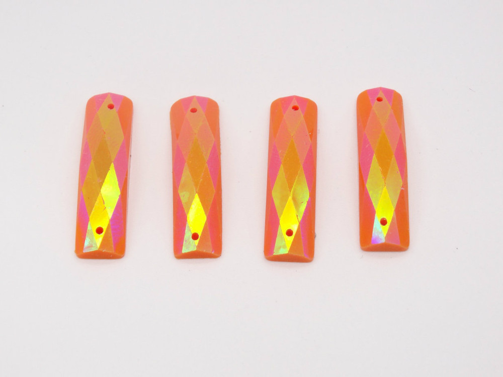 50 Pieces - 7 x 26 mm Rectangle Stone AB Finish Orange image
