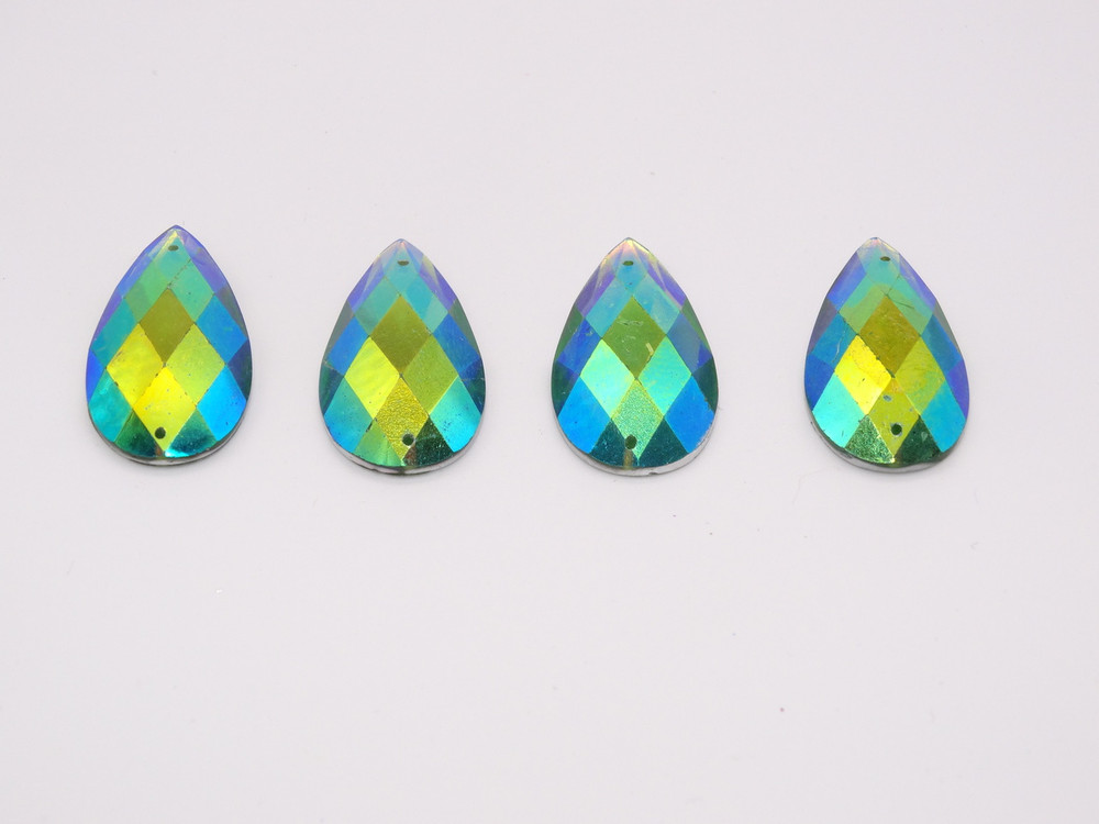 50 Pieces - 16 x 30 mm Tear Drop Stone AB Finish Green image