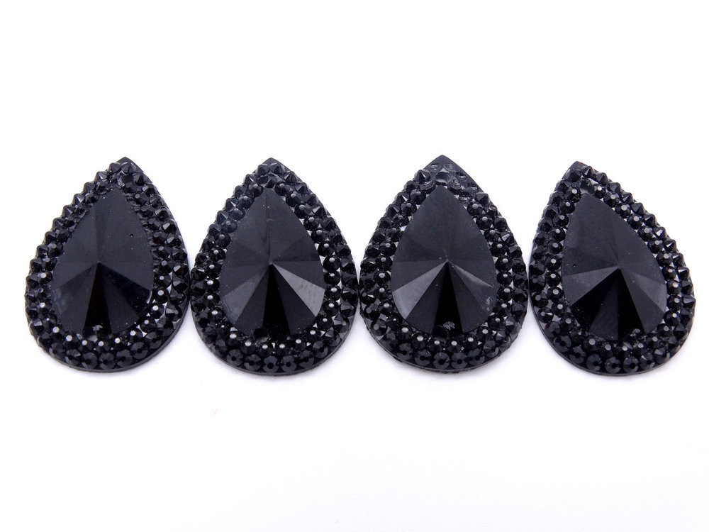20 Pieces - 18x25 mm Teardrop Stone - Black image