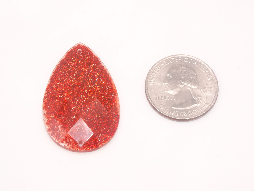 20 Pieces - 24 x 40 mm Tear Drop Stone - Glitter Red image