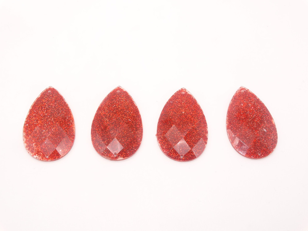 20 Pieces - 24 x 40 mm Tear Drop Stone - Glitter Red image