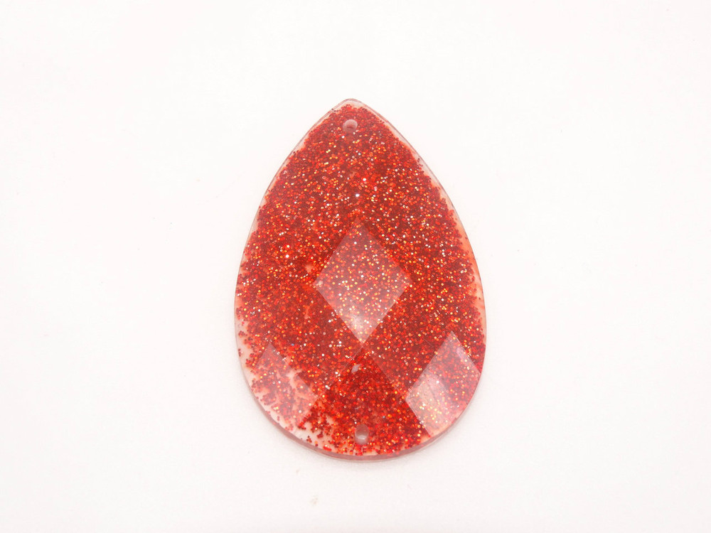 10 Pieces - 24 x 40 mm Tear Drop Stone - Glitter Red