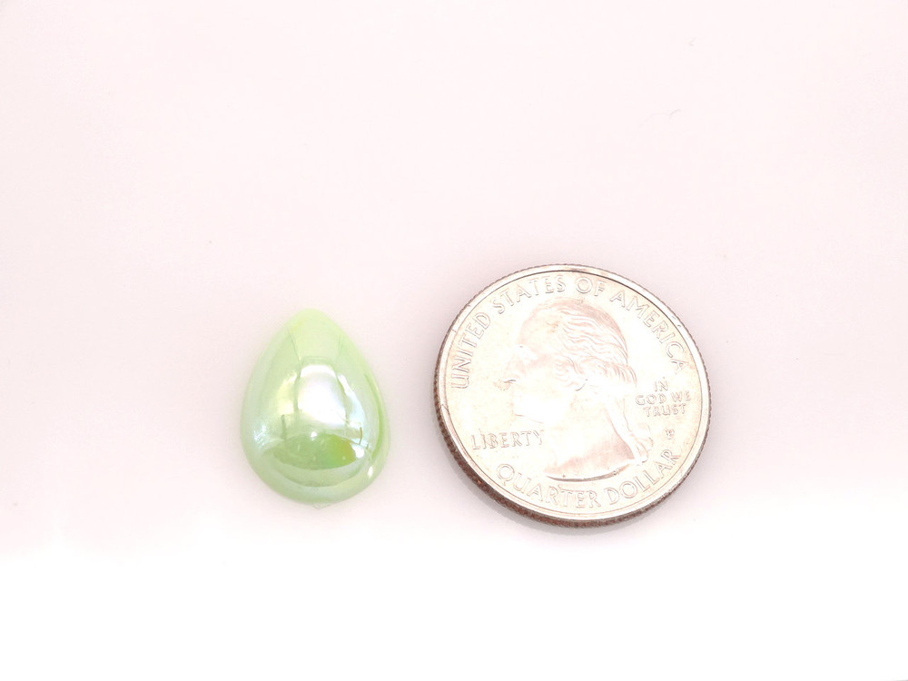50 Pieces - 13 x 18 mm Teardrop Pearl Stone - Green AB image