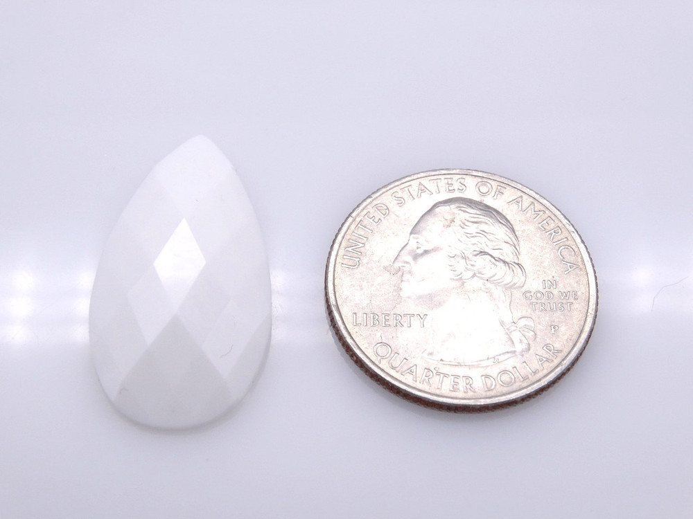 50 Pieces - 16 x 30 mm Teardrop Stone - White image