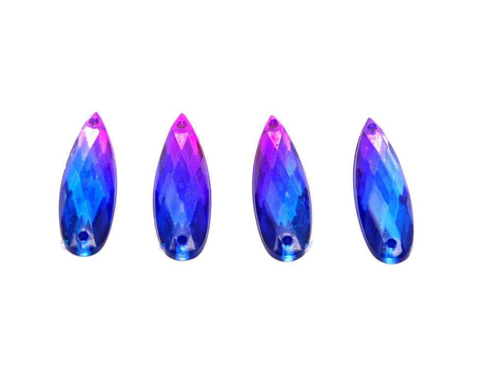 50 Pieces - 8 x 28 mm Tear Drop Stone Two Tone Blue/Pink image