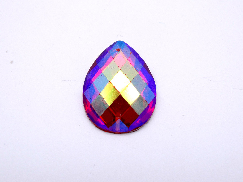50 Pieces - 18x25 mm Teardrop Stone - Hot Pink AB image