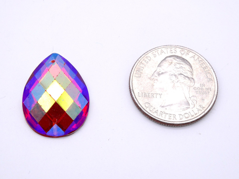 50 Pieces - 18x25 mm Teardrop Stone - Hot Pink AB