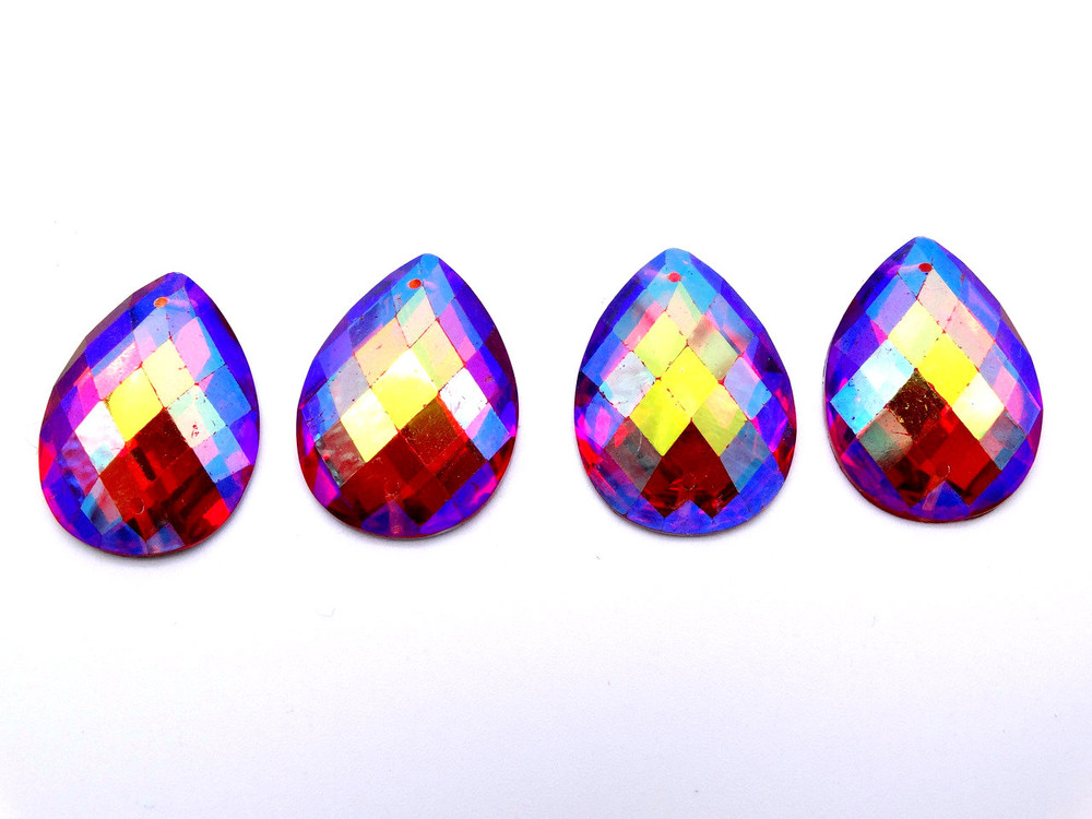 50 Pieces - 18x25 mm Teardrop Stone - Hot Pink AB image