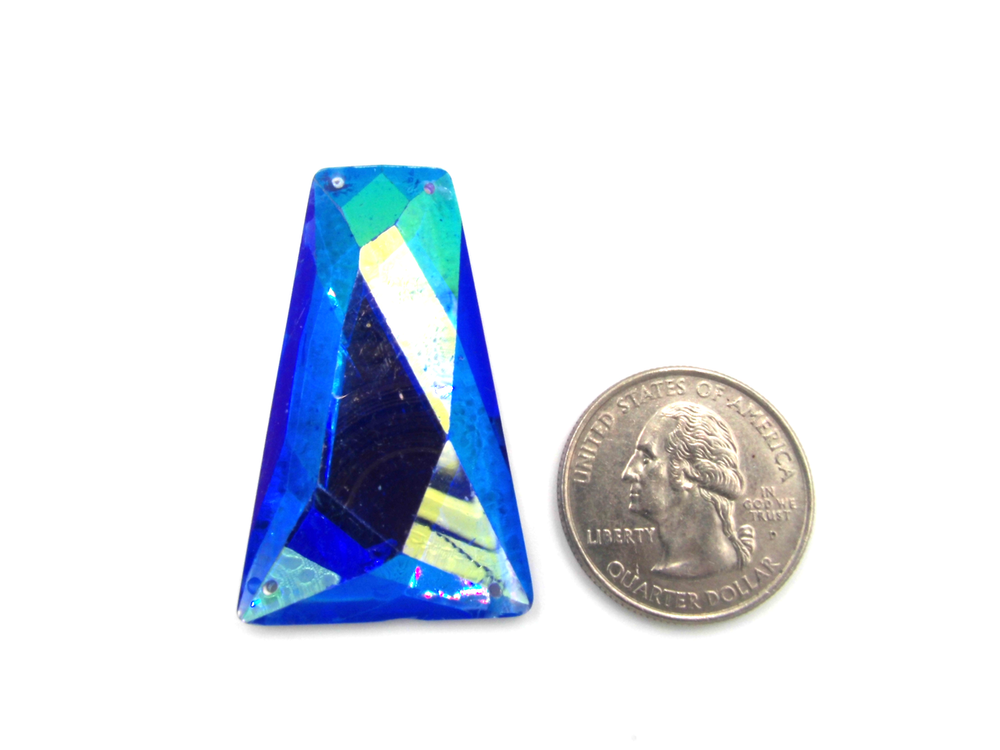 10 Pieces - 25x43 mm Trapezoid Stone - Blue AB