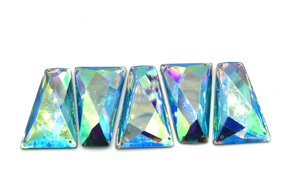 10 Pieces - 25x43 mm Trapezoid Stone - Light Blue AB image