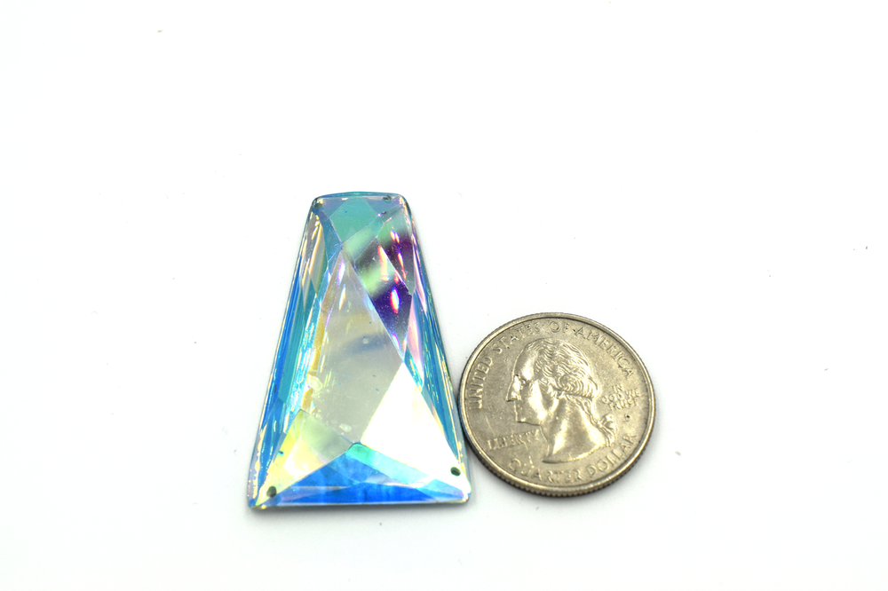 10 Pieces - 25x43 mm Trapezoid Stone - Light Blue AB