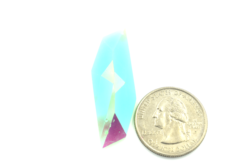 10 Pieces - Resin 15x47mm Hex Stone -Mint AB