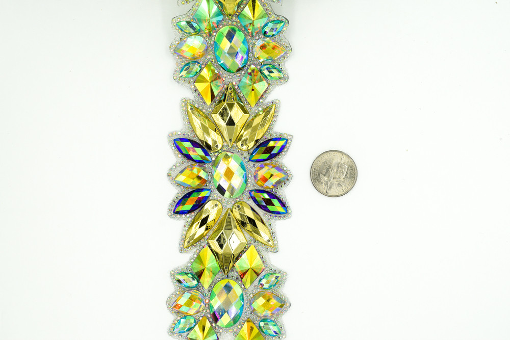 Gold Based Multi Color Iron On Trim